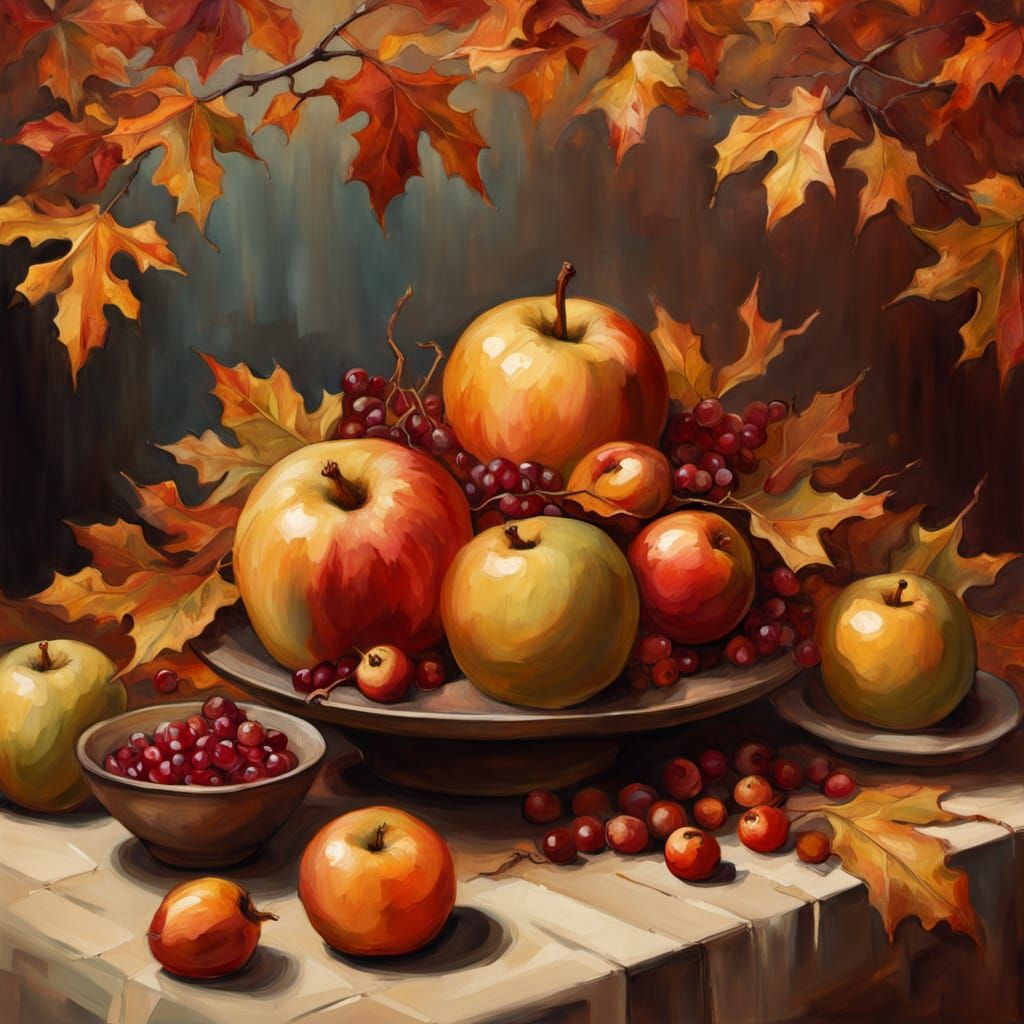 Autumn Fruit Woman as Digital Painting