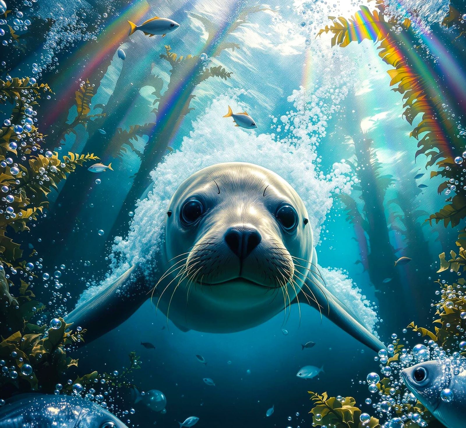 Magical Seal Dives into a Kaleidoscope of Color