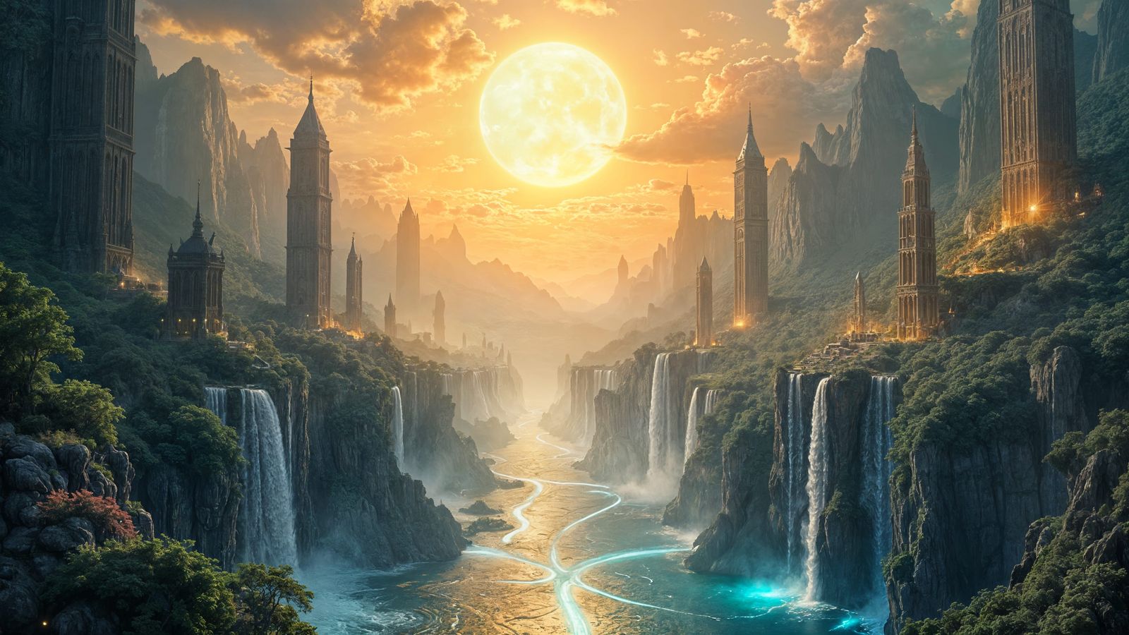 Hollow Earth's Majestic Crystal Spire Landscape in Ethereal....