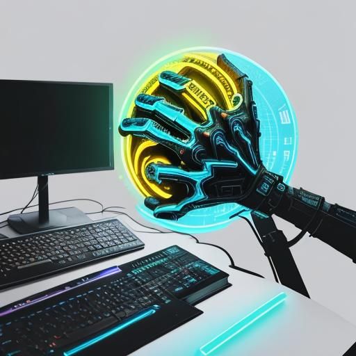 Cyberpunk Keyboard Close-Up with Neon Lights