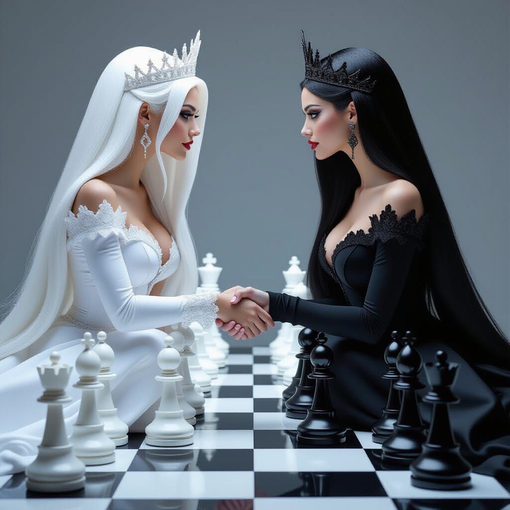 Two Elegant Queens Compete on a Giant Chessboard