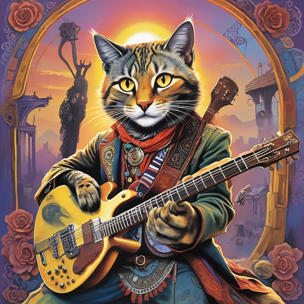 Psychedelic Gypsy Cat Quadruped Sunrise