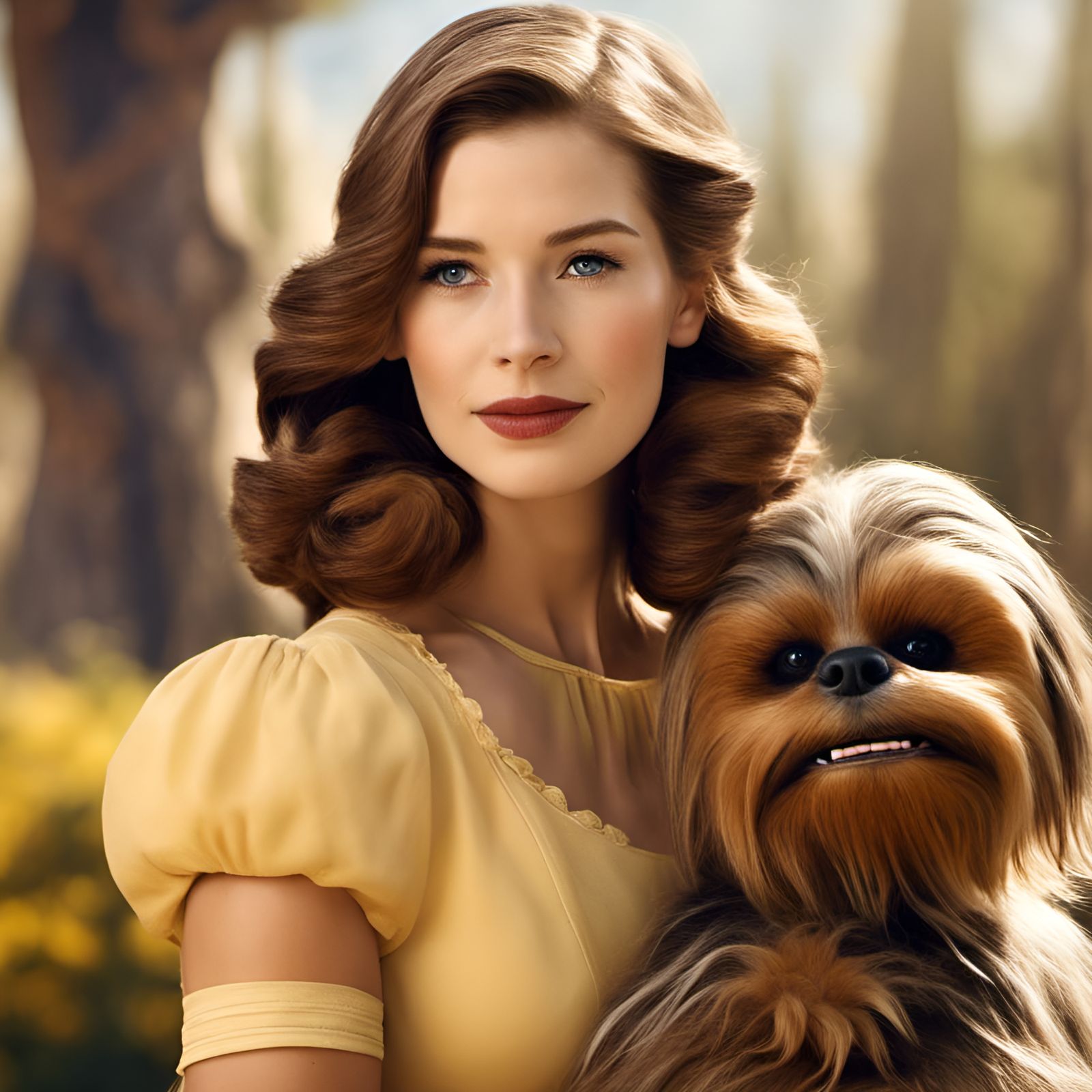 Princess and Wookiee Portrait in Classic Style