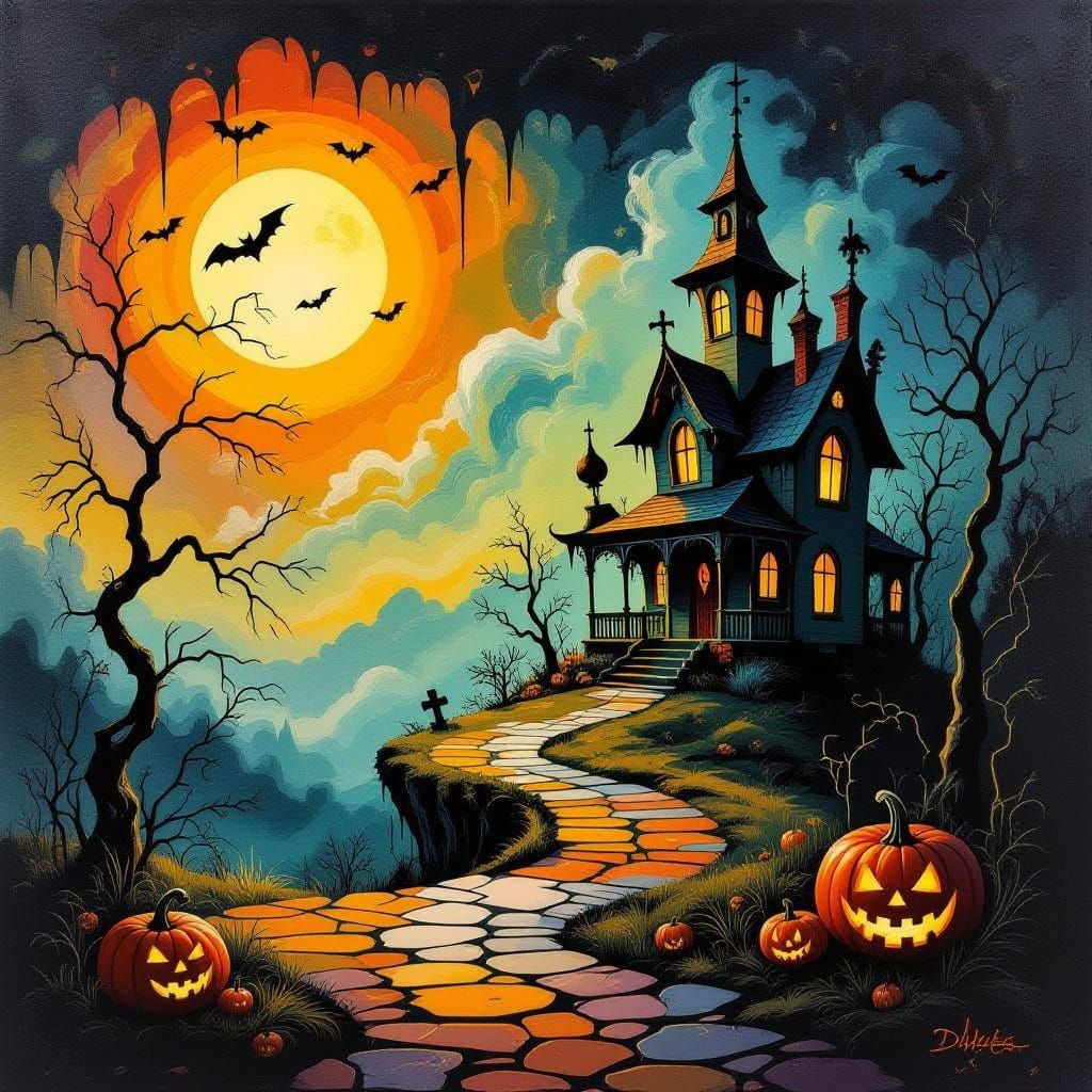 Halloween Eerie Dreamscape in Dali Surrealist Style