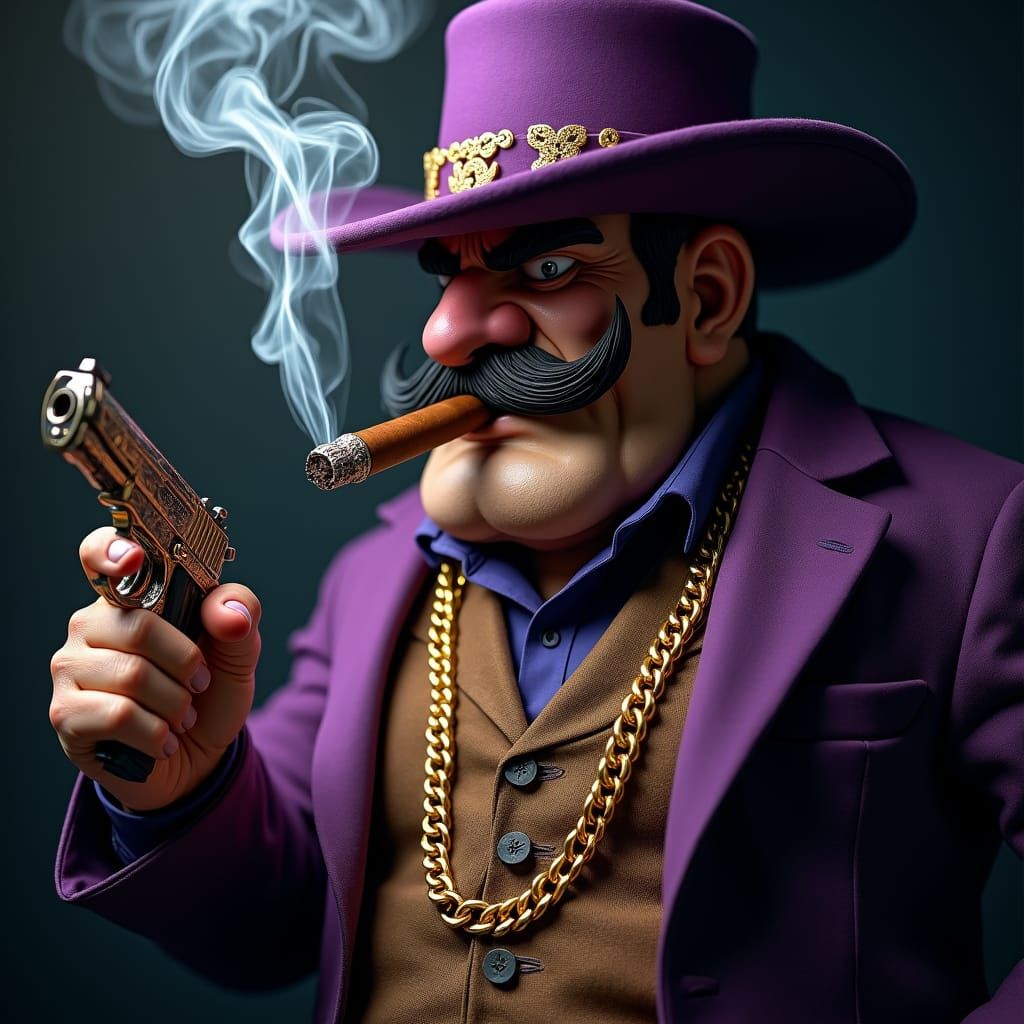 Hyperrealistic Wario Portrait in Cinematic Lighting