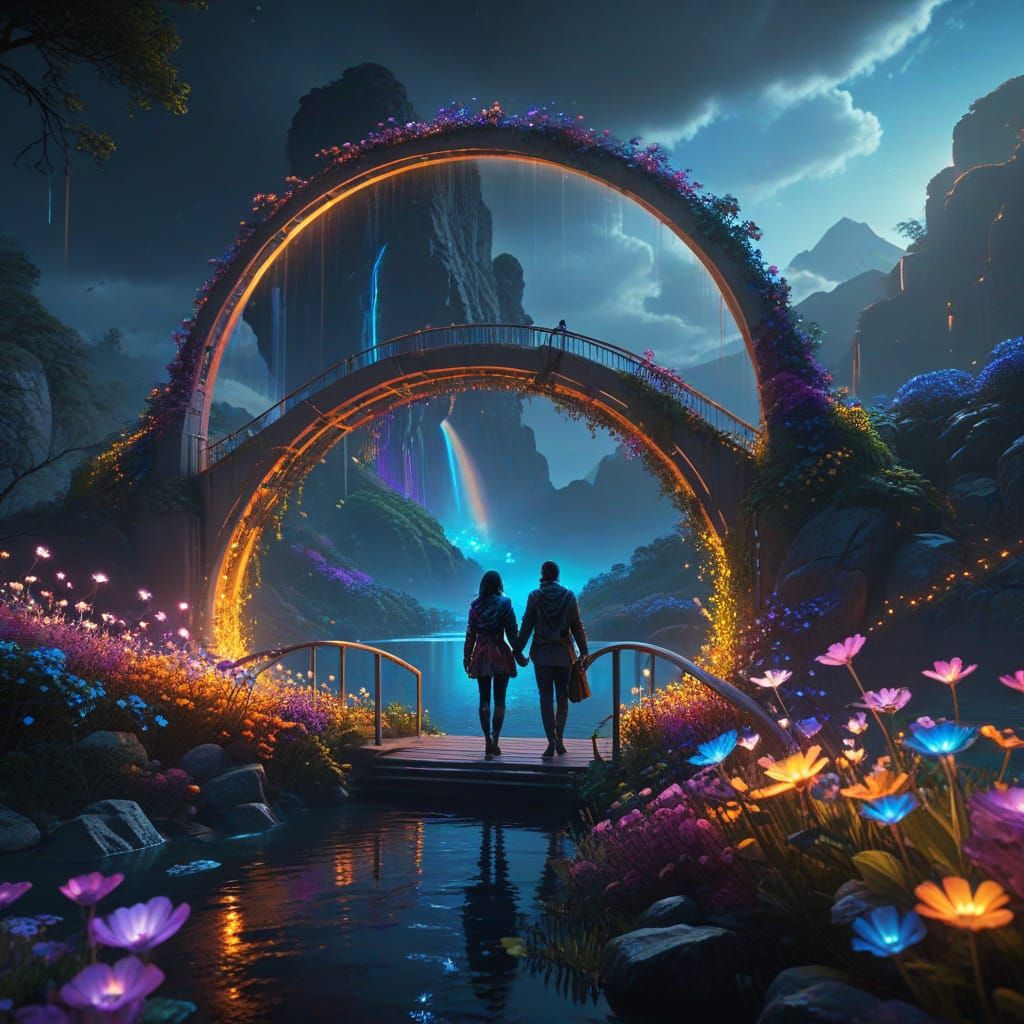 Fantasy Couple on Rainbow Bridge
