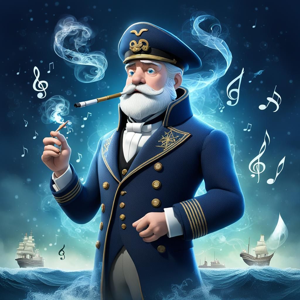 Captain's Jazz Melody Illuminated by Glowing Vapor