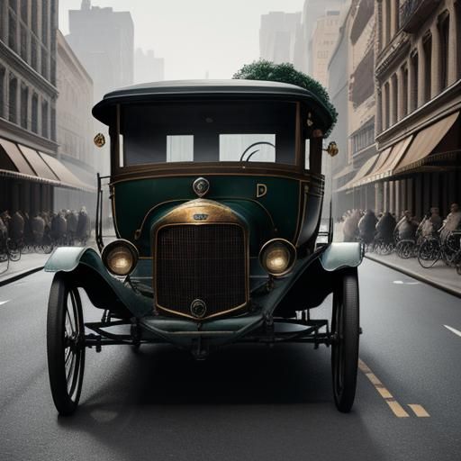 Ford Model T in Modern City: 8k Cinematic Portrait