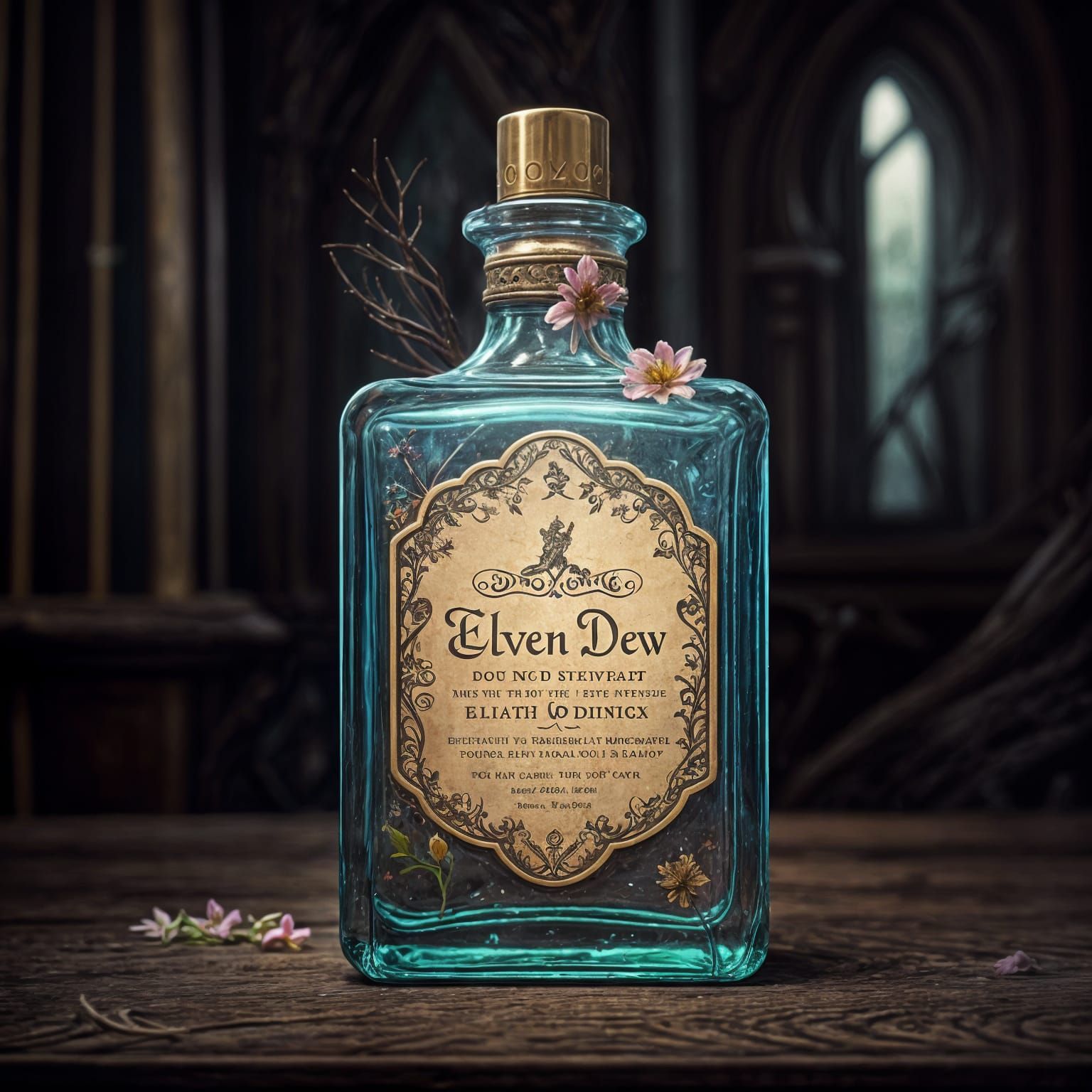 Iridescent Elven Perfume Bottle in Enchanted Forest