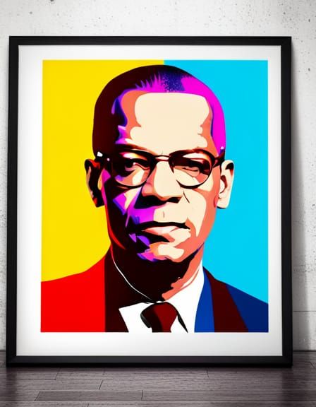 Malcom X Pop Art Screen Print in Bauhaus Style