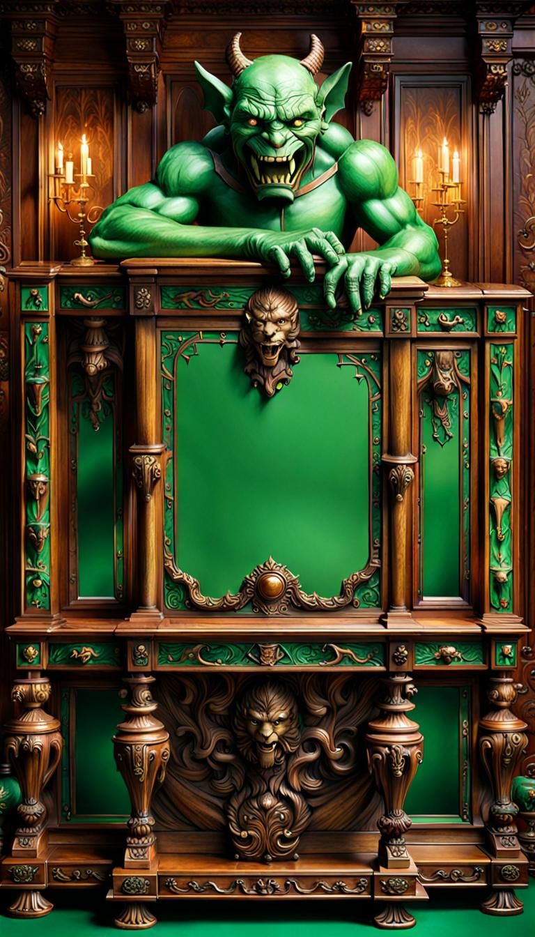 Neo-Renaissance Sideboard with Gargoyle Inlays