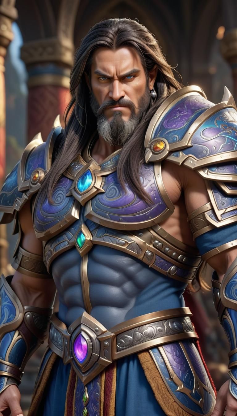 Mighty King in Ornate Armor, Warcraft Style