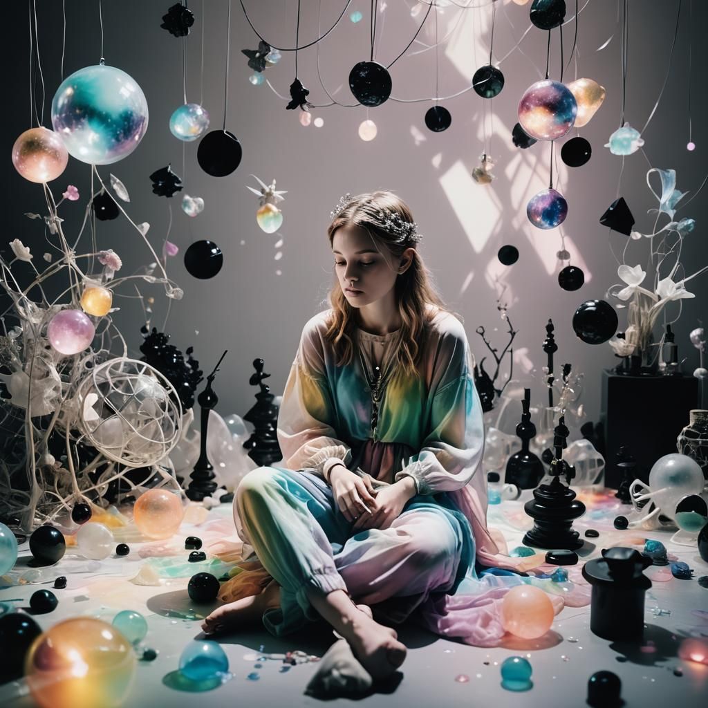 Dreamlike Surreal Rayograph in Pastel Rainbow Colors