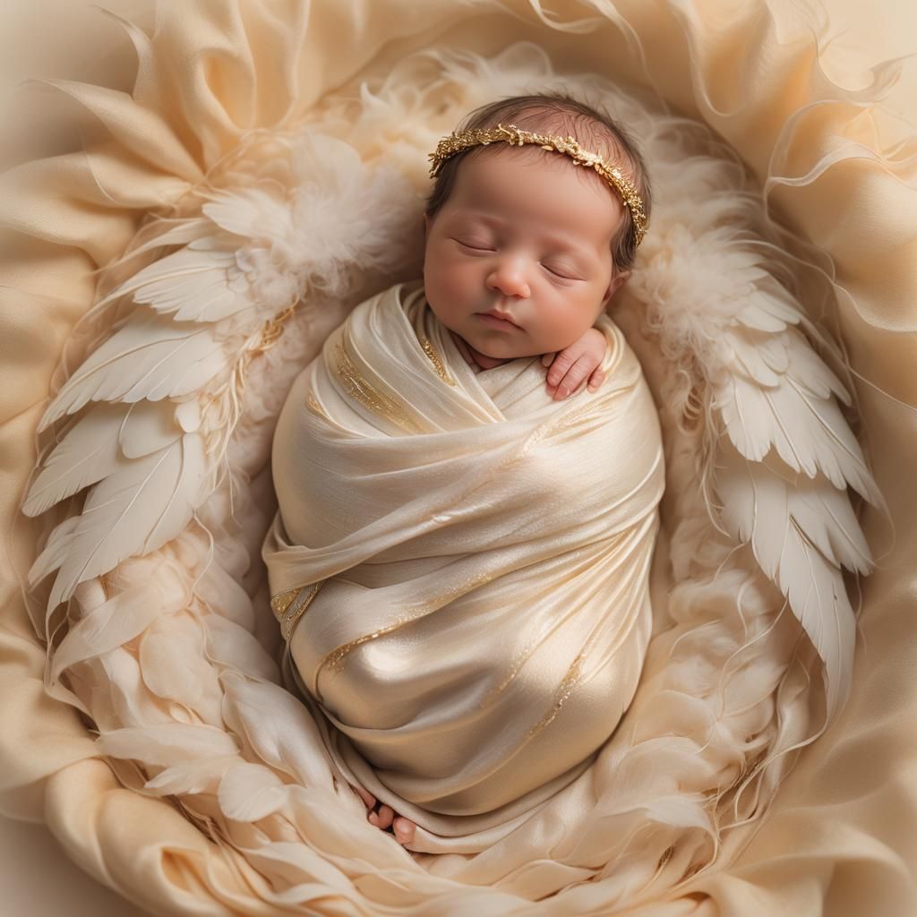 Ethereal Newborn Portrait: Baby Jesus in Angel Wings