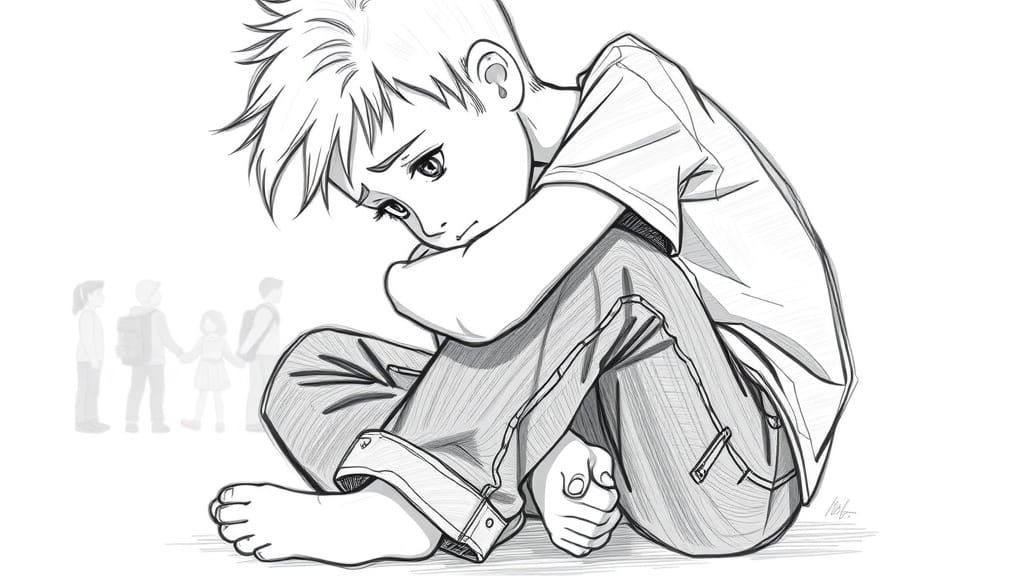 Young Child Surrounded by Ethereal Aura in Delicate Pencil S...