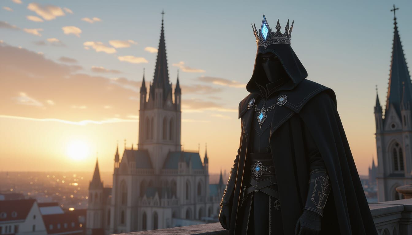 Mystic Assassin King on Cathedral at Sunrise
