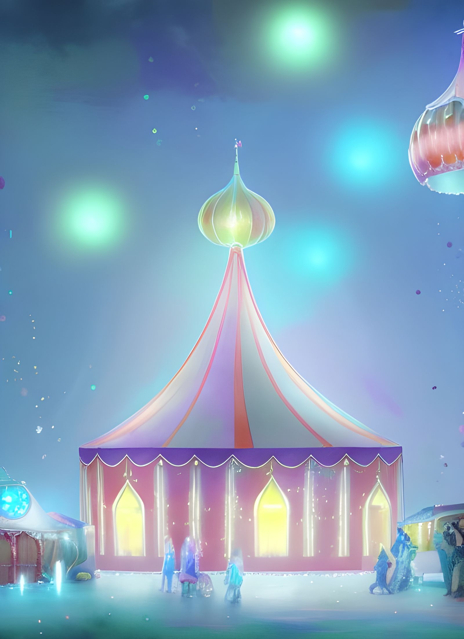 Magical Circus Tent in Watercolor Style