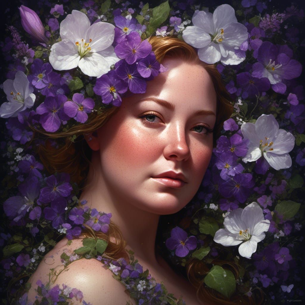 Spring Goddess Portrait in Dark Fantasy Style