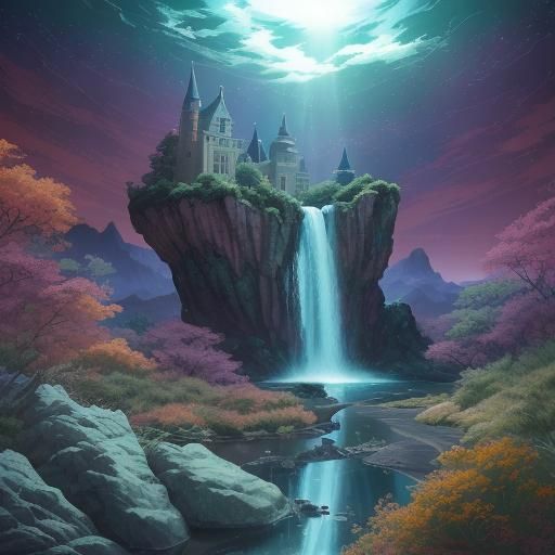 Autumn Oasis: A Surreal Ghibli-esque Landscape