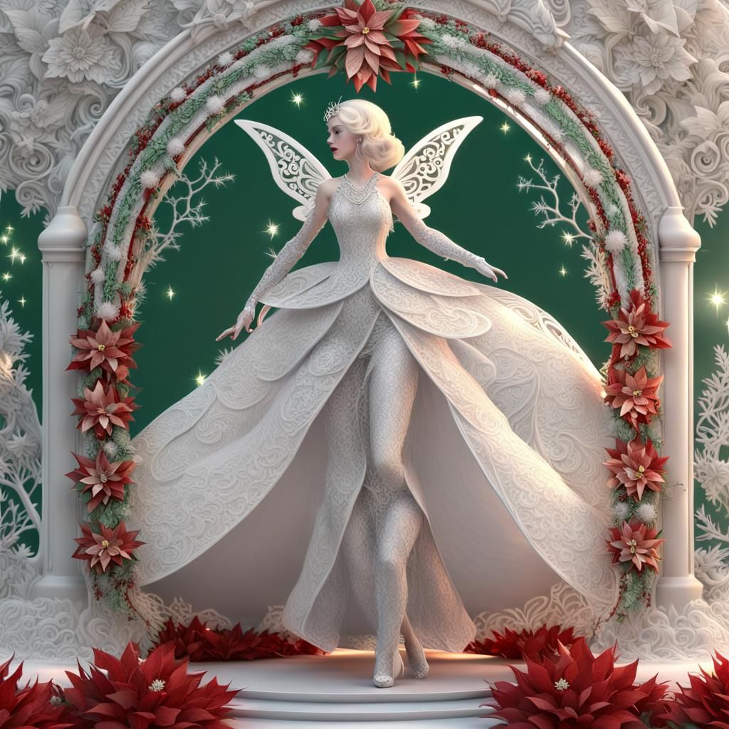 Christmas Fairy in Narnia with Red Moon, Sci-Fi Render