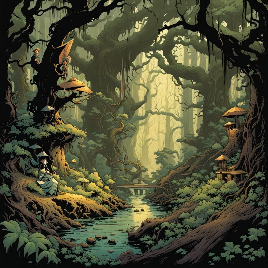 Eldritch Forest in Comic Book Style