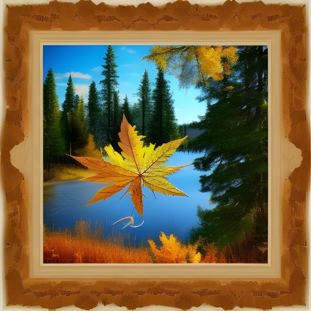 Autumn Landscape with Golden Leaves and Pines