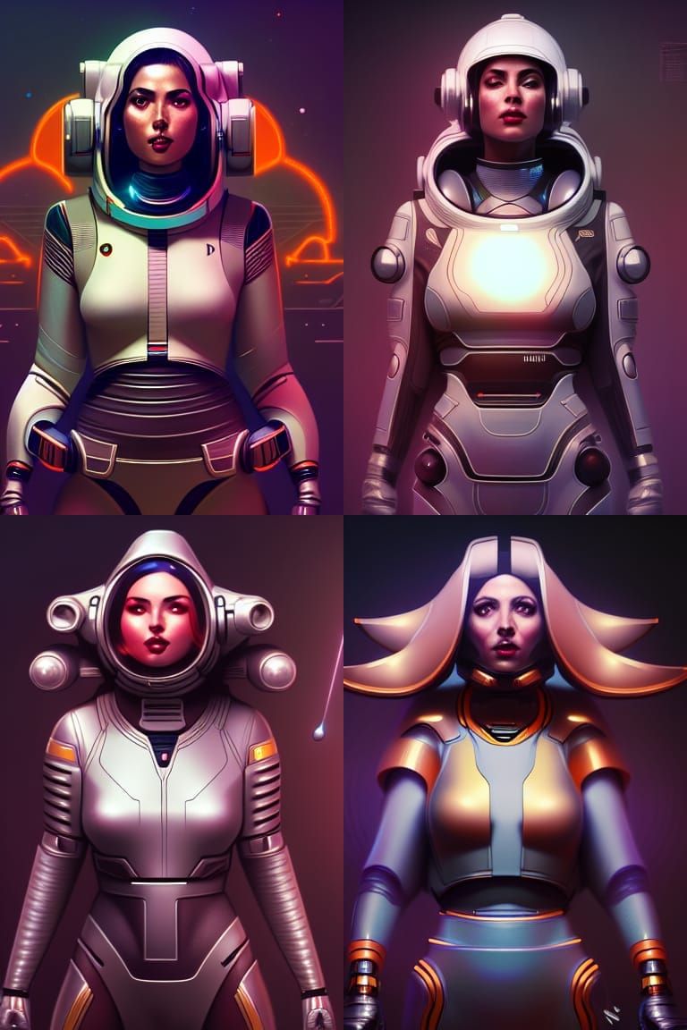 Retro-Futuristic Space Women: Digital Art in High Definition
