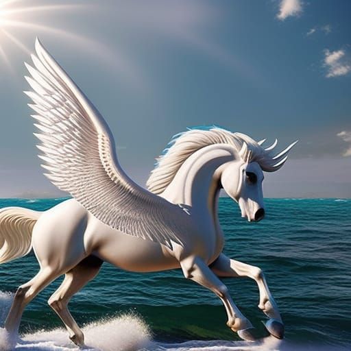 Majestic Pegasus Takes Flight: Hyper-Detailed 3D Rendering