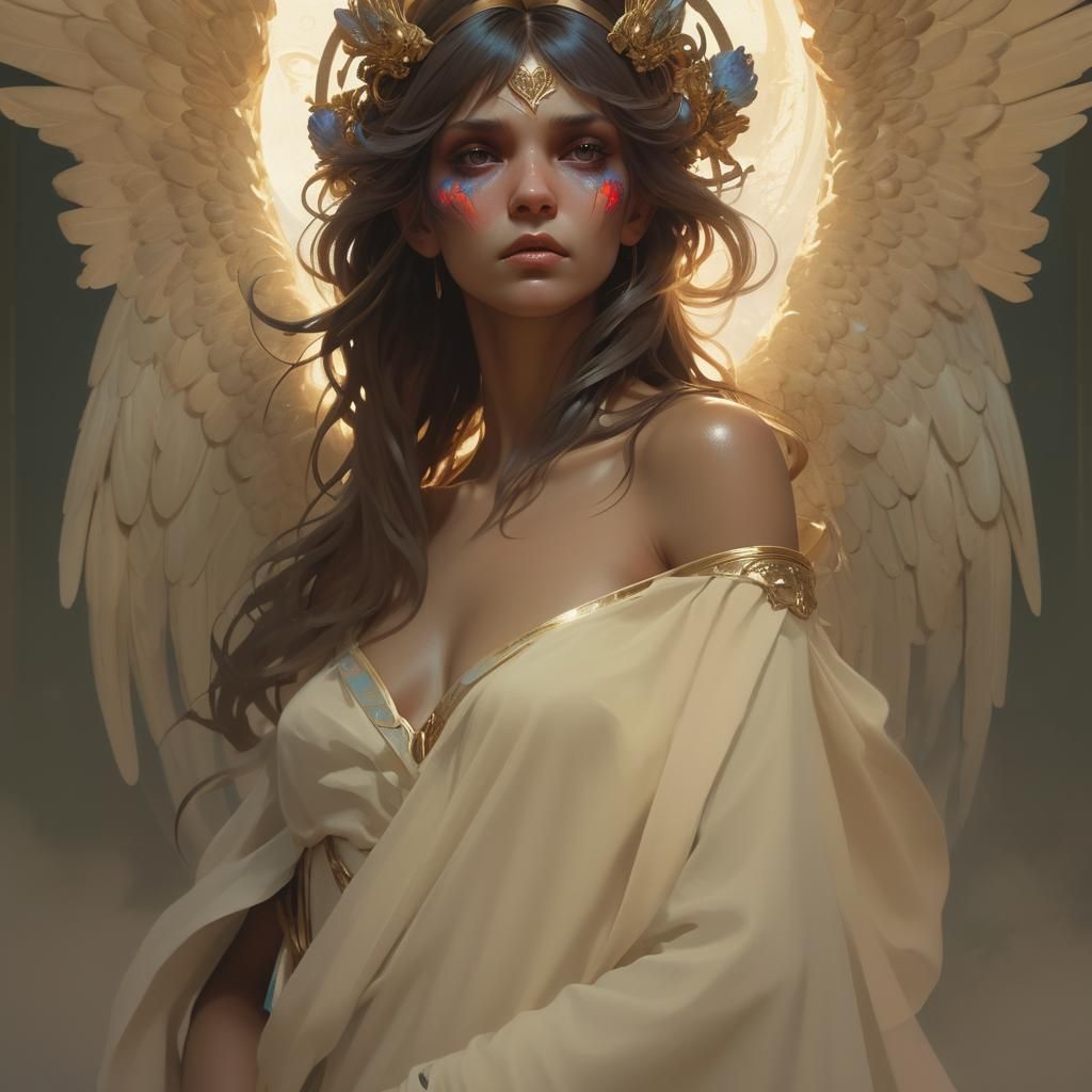 Monster Looms Over Angel in Divine Light