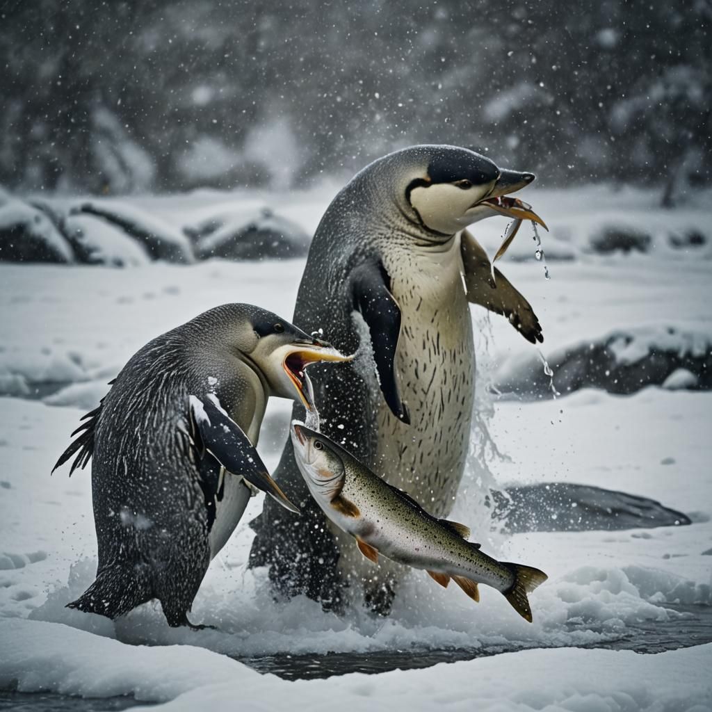 Polar Bear's Snowy Feast: A Cinematic Still