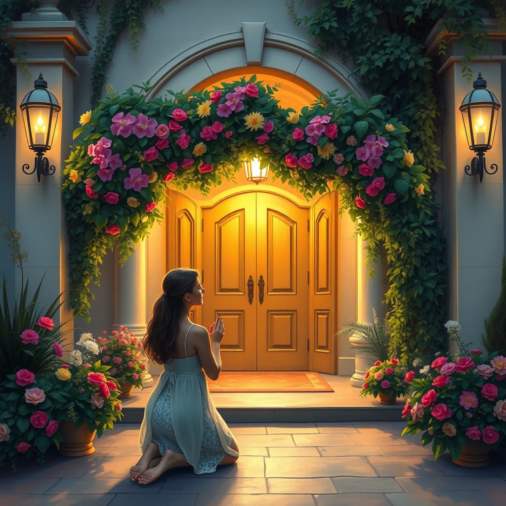 Serene Chapel Hotel Entrance in Impressionist Style