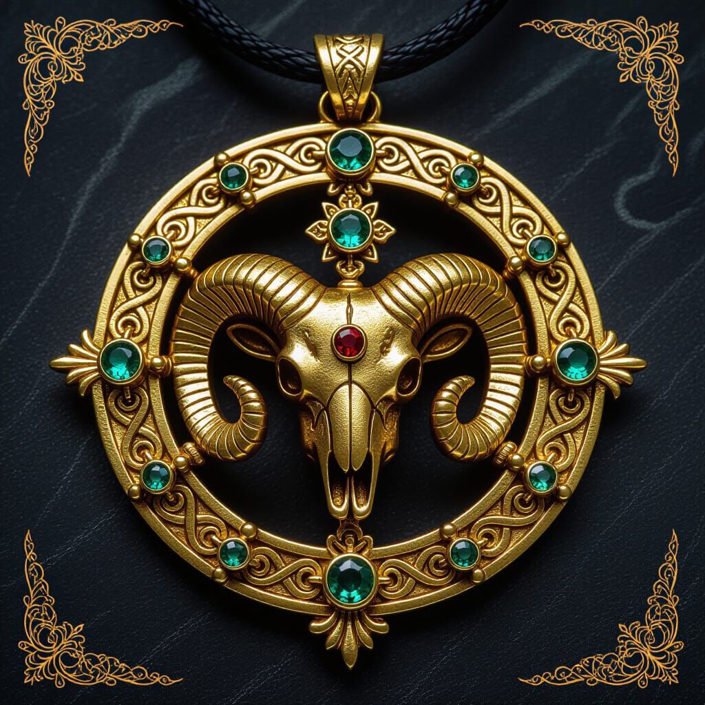 Queen Mal-Lyssa's Golden Amulet with Ram's Skull