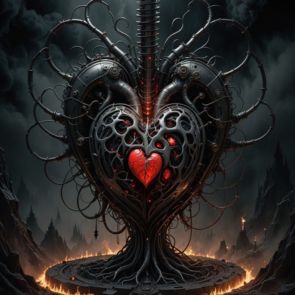 Steampunk Biomechanical Heart with Dark Energy