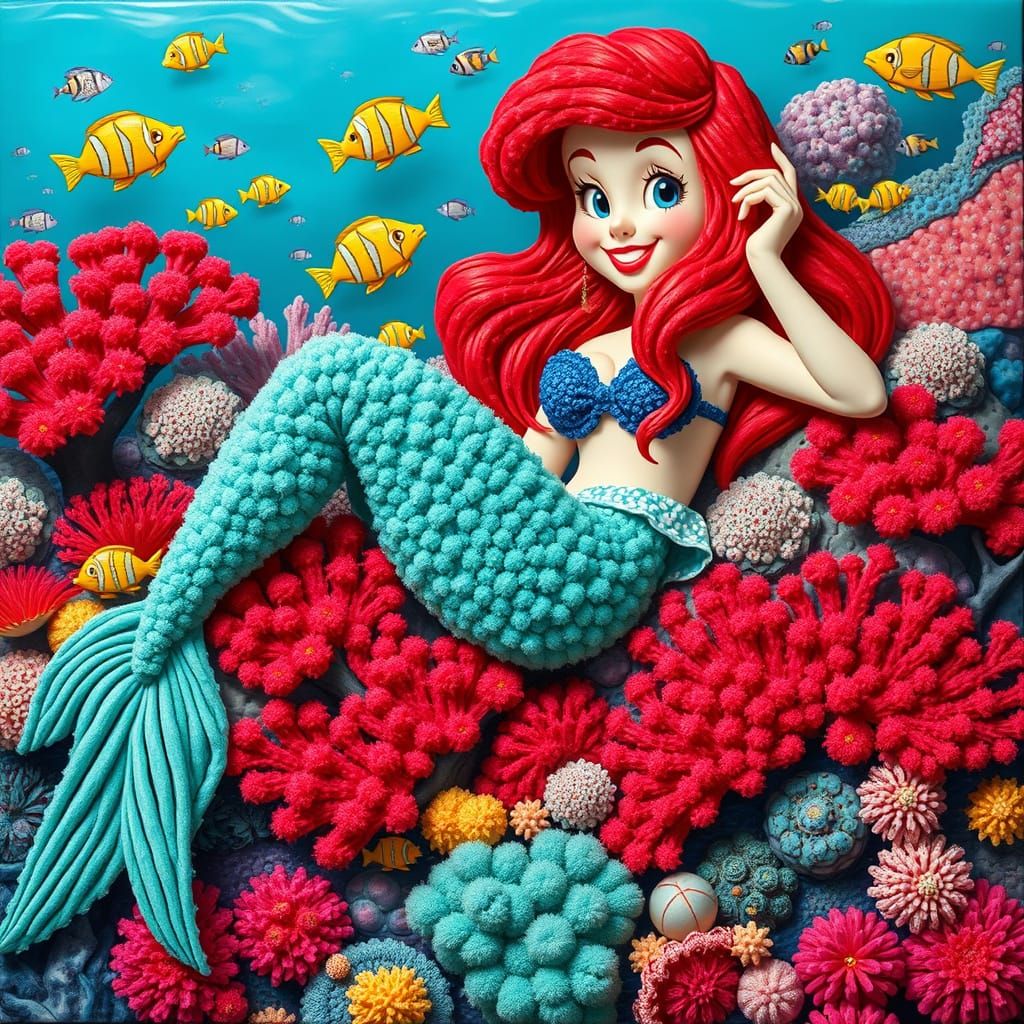 Ariel Under the Sea in Playful Pop Art Style