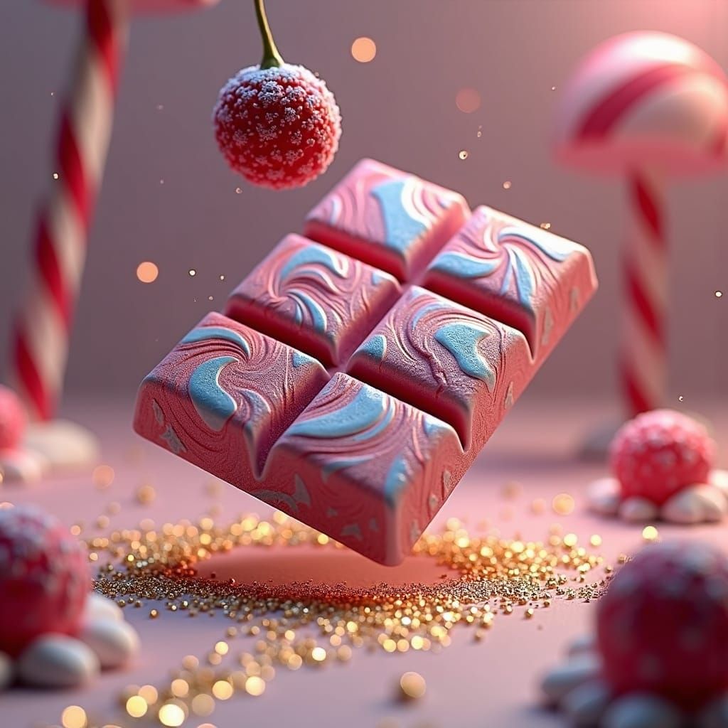 Cranberry Chocolate in Dreamlike Candyland, Digital Illustra...