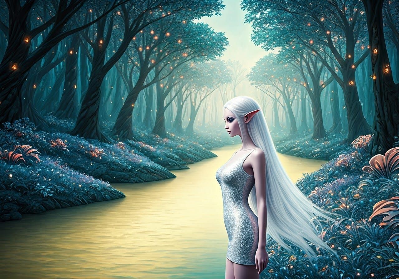 Luminous Alien Entity in Ethereal Landscape