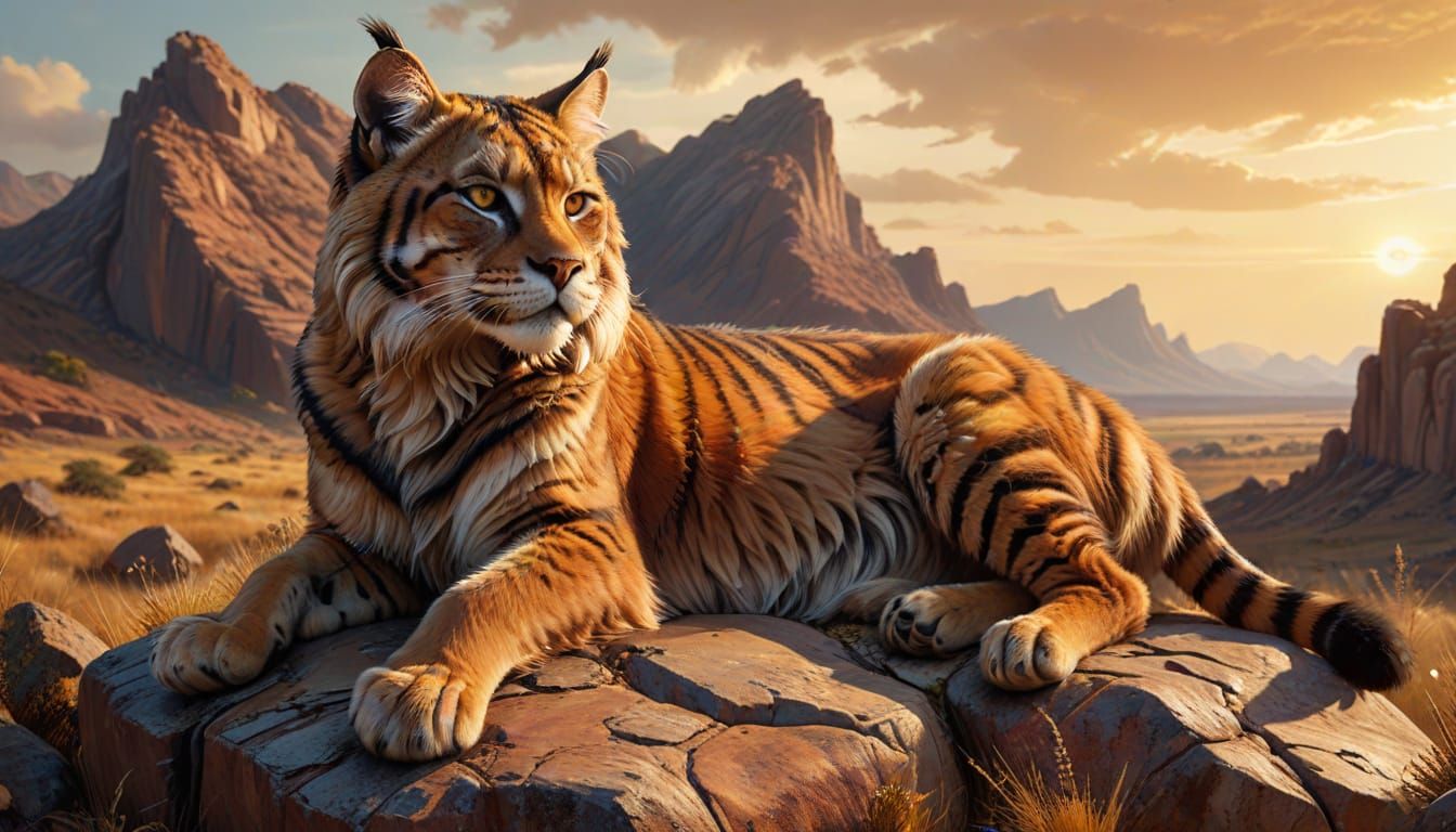 Saber-Toothed Cat Overlooking Prehistoric Savanna