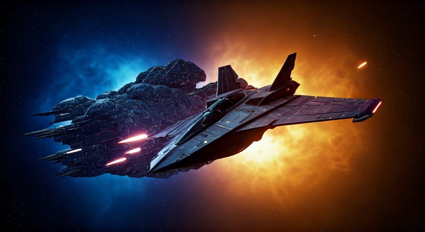 Intense Space Battle in Underground Comix Style