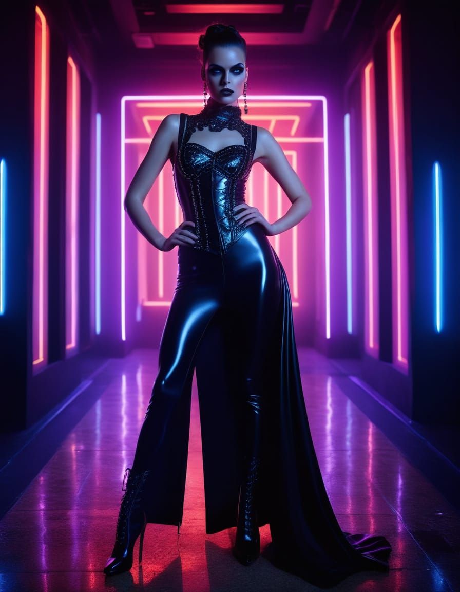 Confident American Woman Shines in Vibrant Nightclub, Black ...