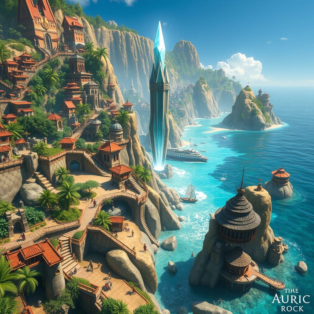 Tropical City of Auric Rock, a Harmonious Blend of Nord and...