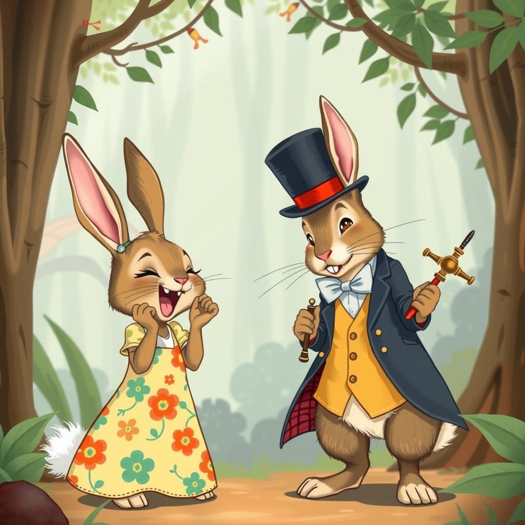 Joyful Bunnies Perform Humorous Magic Show