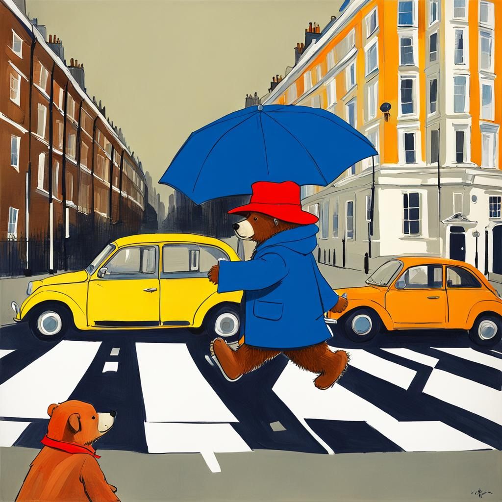 Paddington Bear Crossing Abbey Road, Abstract Art