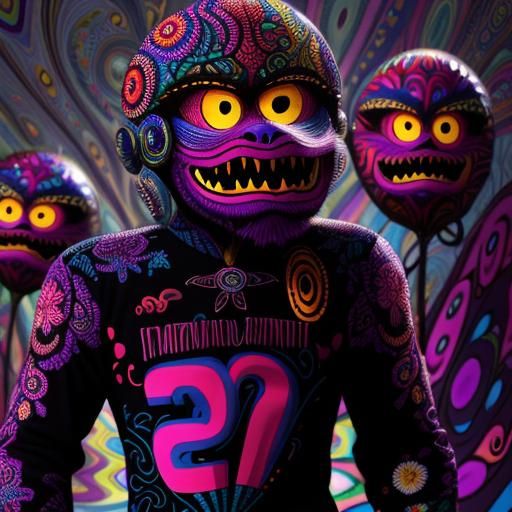 Psychedelic Art with Swirling Colorful Patterns