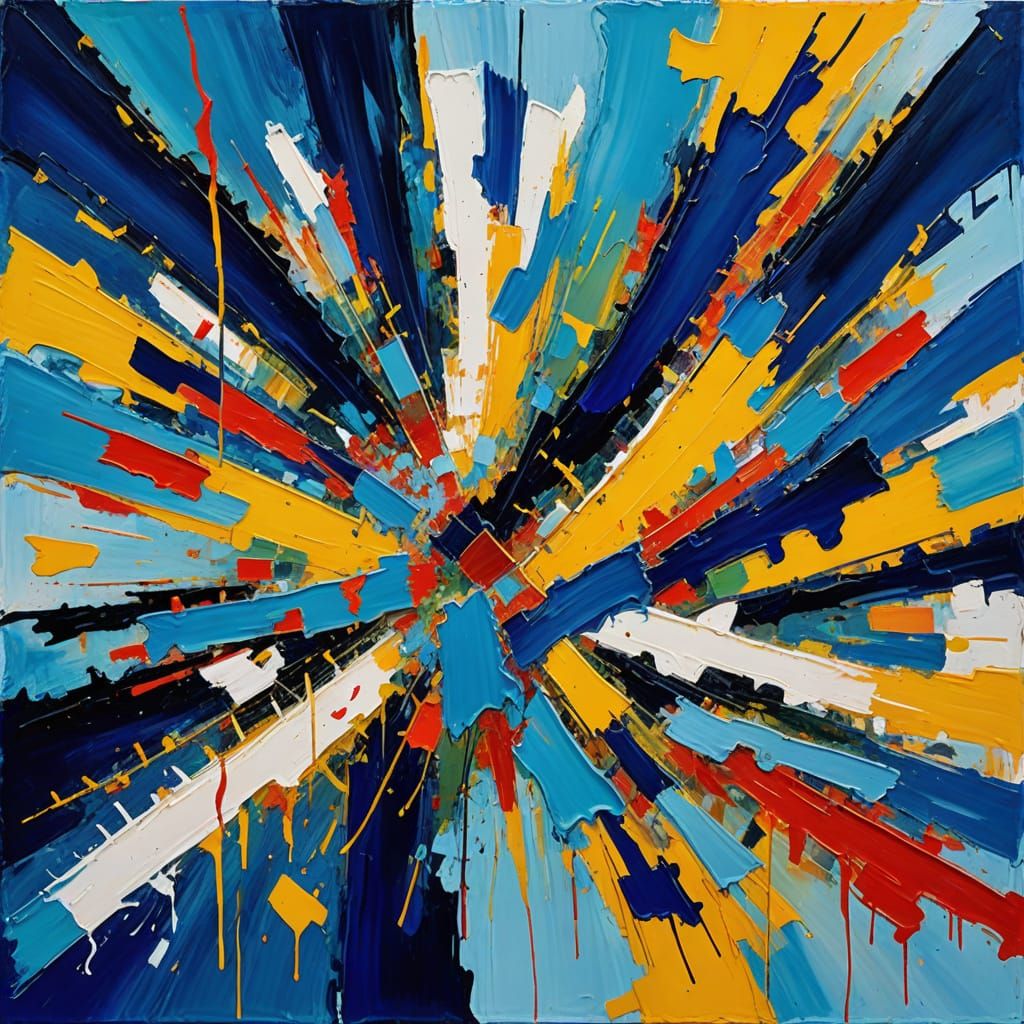 Blue Snowy Valley in Abstract Expressionist Style