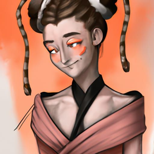 Gothic Japanese Girl with Orange Hair, 8K Art