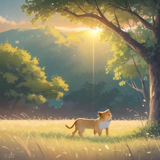 Majestic Lioness in Golden Savannah: 3D Anime Art