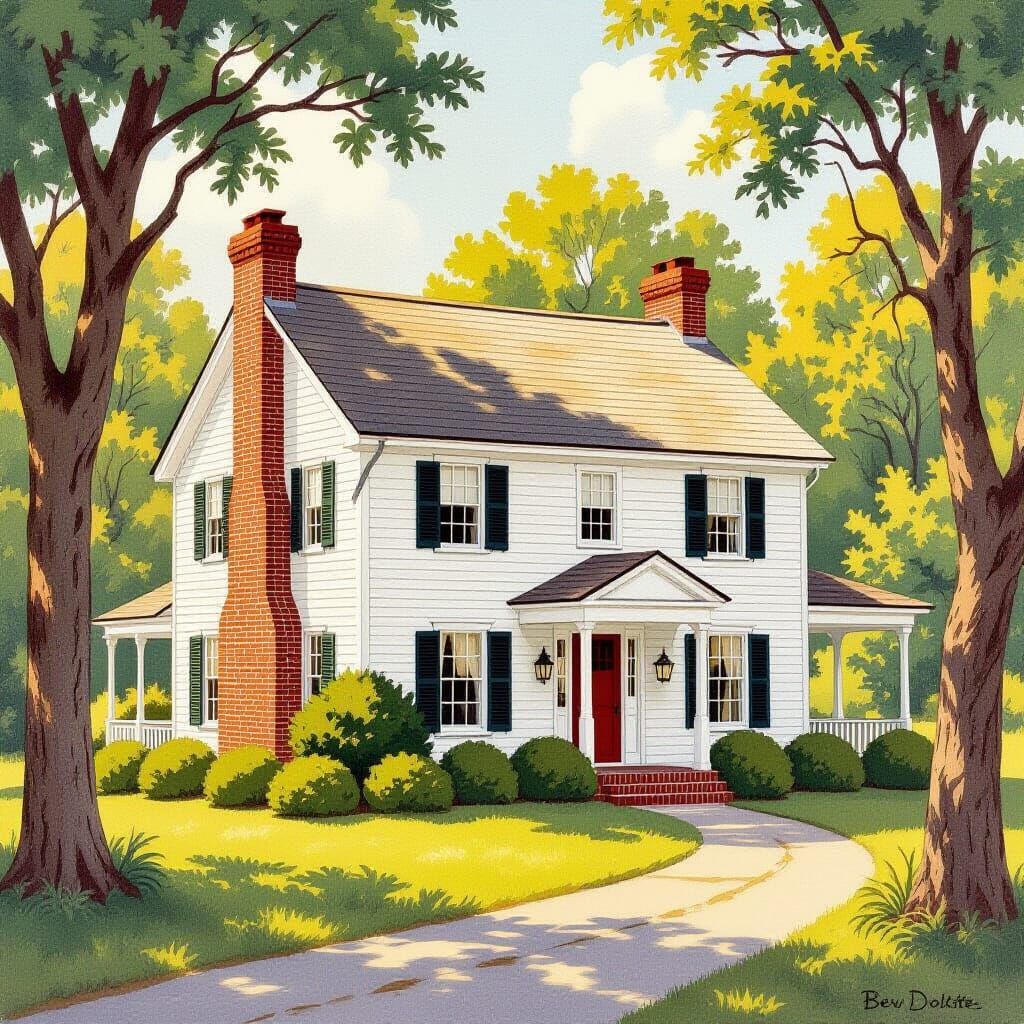 Classic White House in Rockwell Style