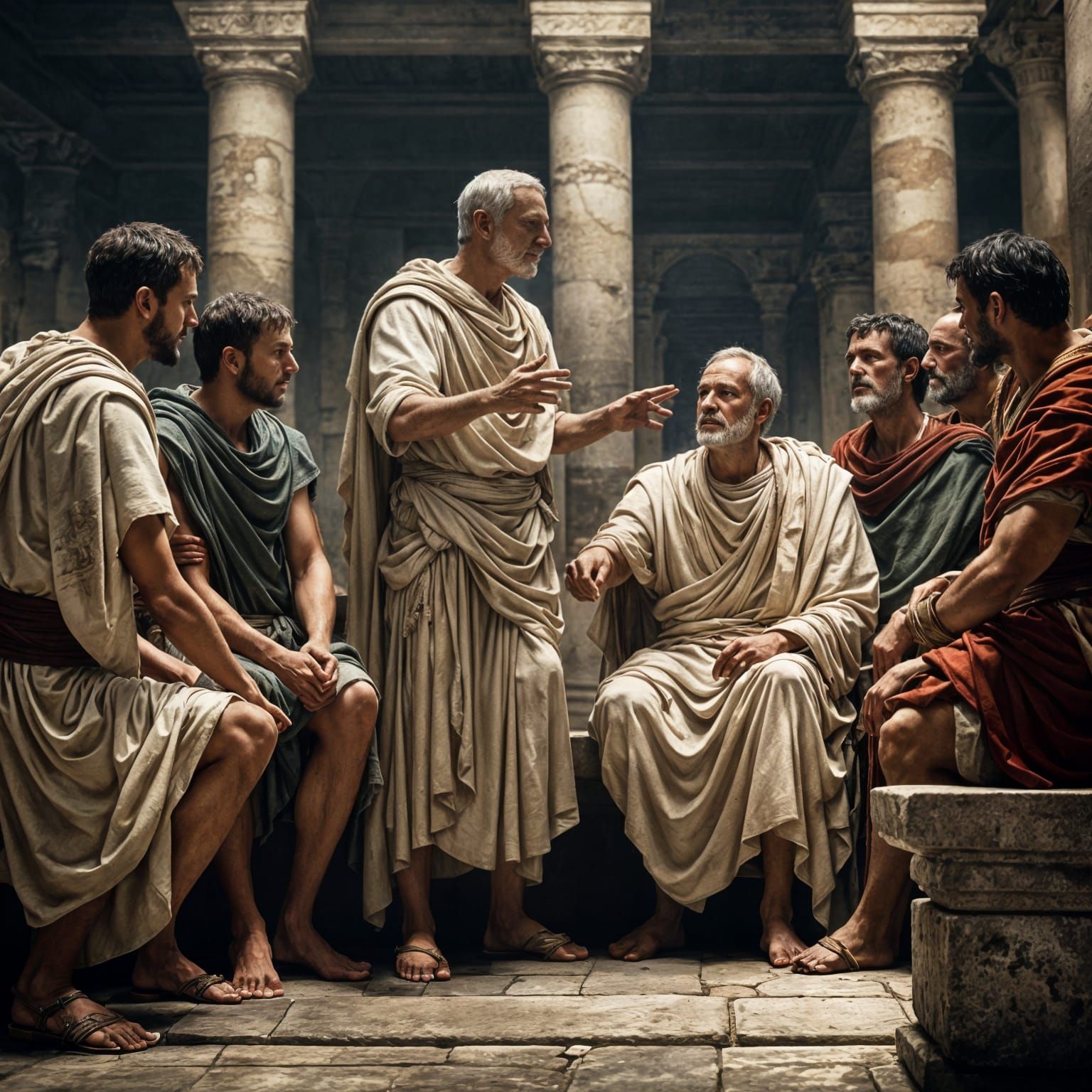 Detailed Portrait in Toga, Art Nouveau Style