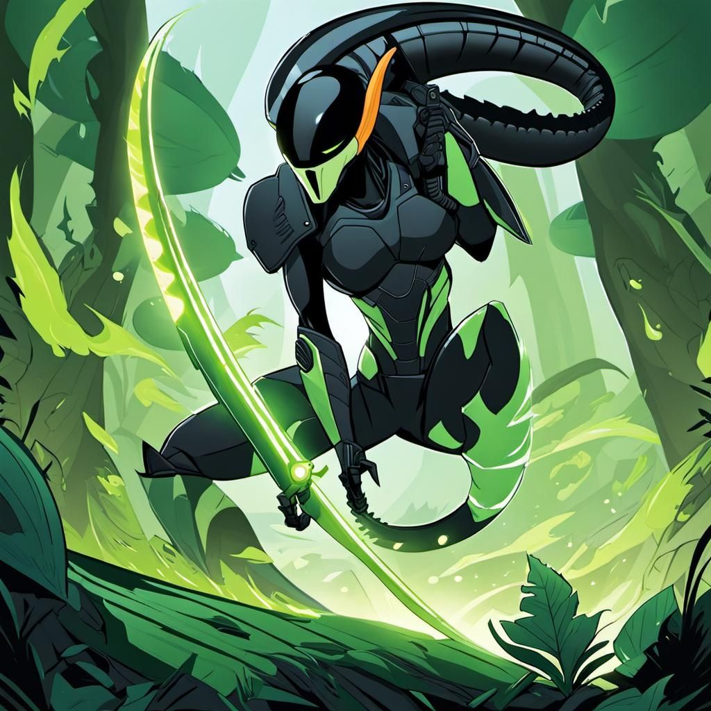 Kim Possible as a Xenomorph Graffiti Art