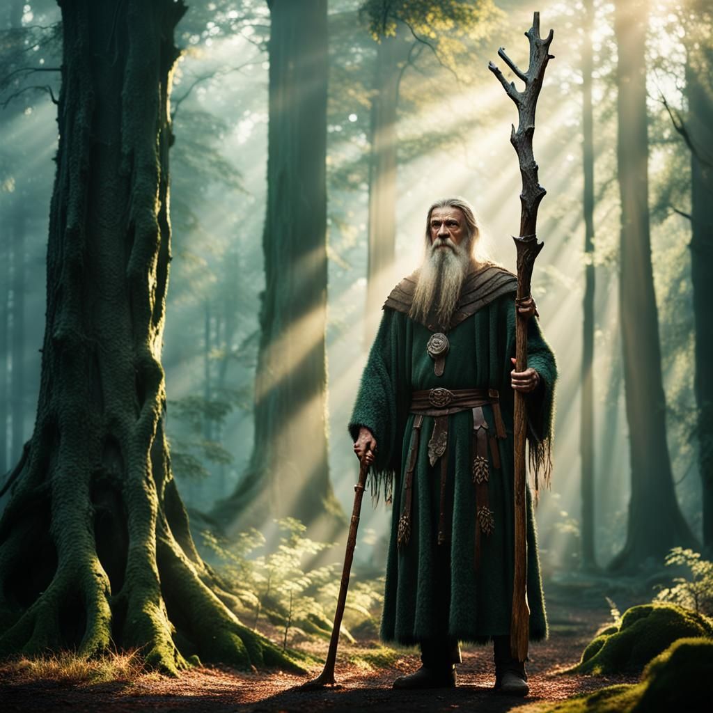 Druid in Misty Forest Cinematic Film Still